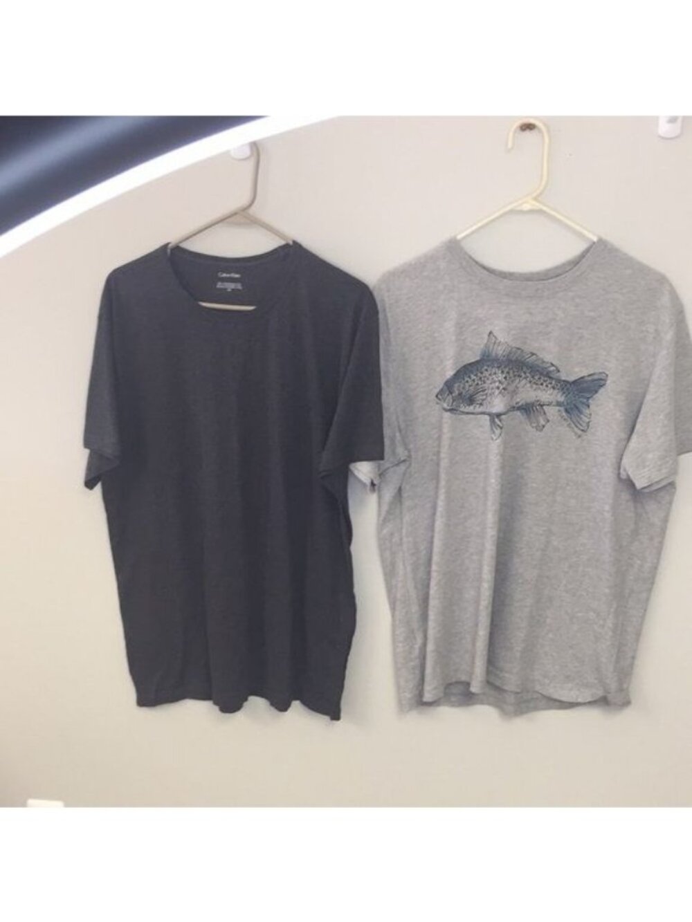 Calvin Klein & Eddie Bauer Grey Men’s Shirt Bundle Fishing Motif Size L